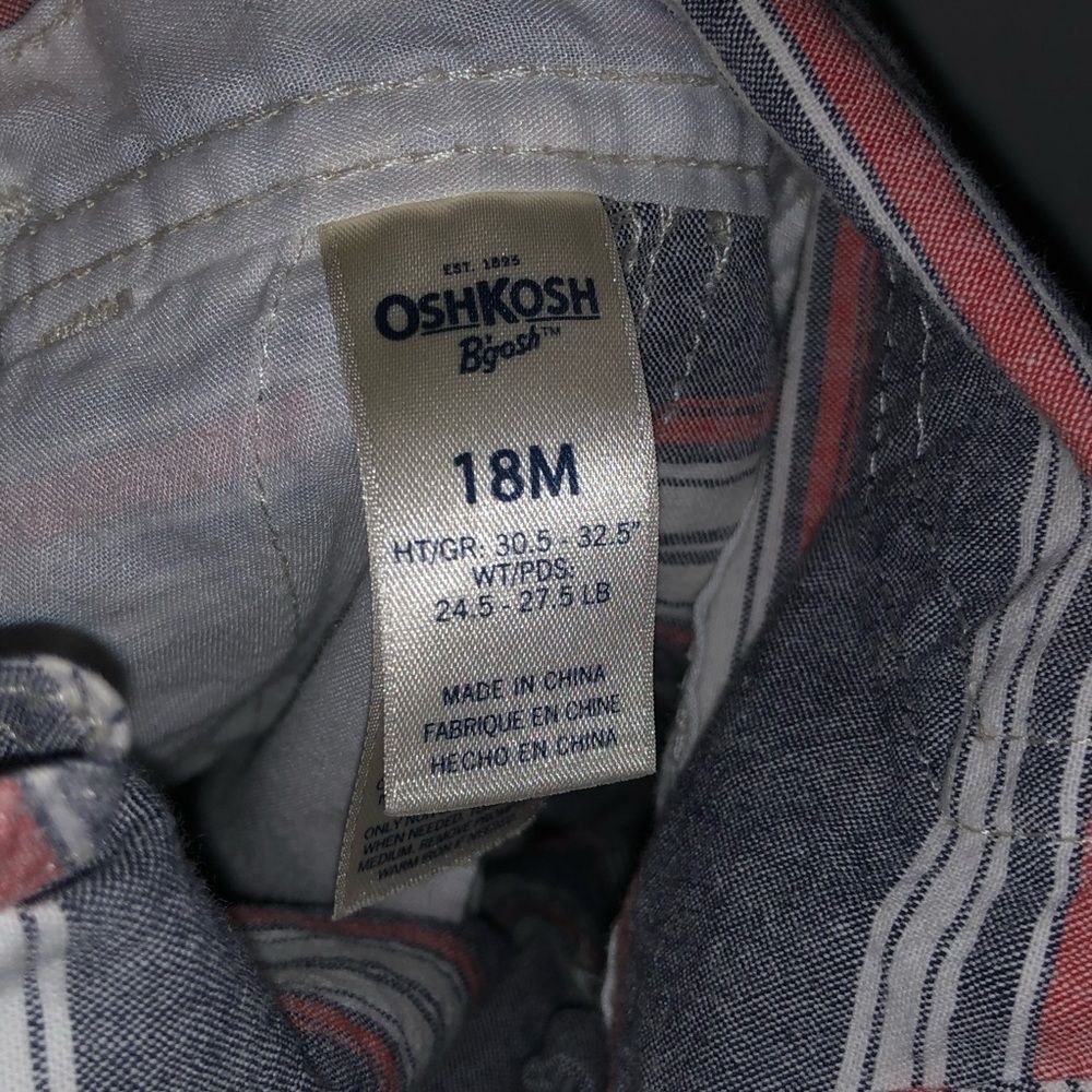 Oshkosh B'Gosh Red & Grey Striped Overalls - Picture 10 of 10